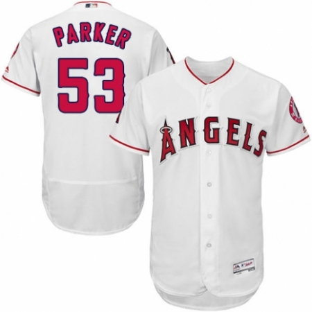 Men's Majestic Los Angeles Angels of Anaheim #53 Blake Parker White Home Flex Base Authentic Collection MLB Jersey