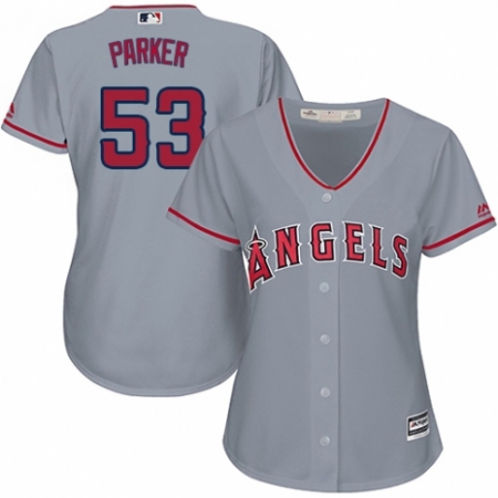 Women's Majestic Los Angeles Angels of Anaheim #53 Blake Parker Authentic Grey Road Cool Base MLB Jersey