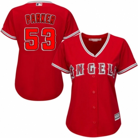 Women's Majestic Los Angeles Angels of Anaheim #53 Blake Parker Replica Red Alternate MLB Jersey