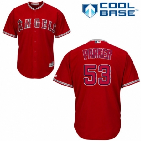 Youth Majestic Los Angeles Angels of Anaheim #53 Blake Parker Authentic Red Alternate Cool Base MLB Jersey