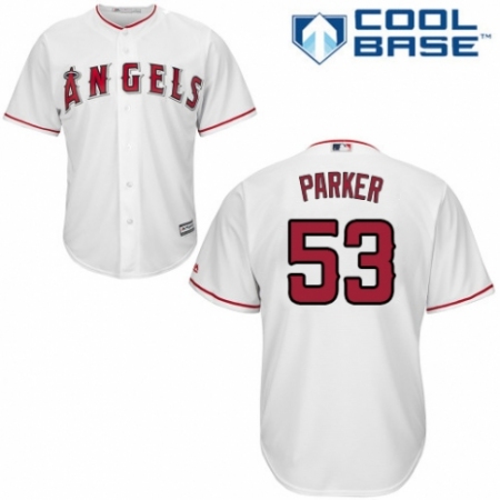 Youth Majestic Los Angeles Angels of Anaheim #53 Blake Parker Authentic White Home Cool Base MLB Jersey