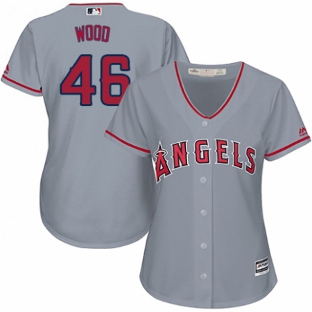 Women's Majestic Los Angeles Angels of Anaheim #46 Blake Wood Replica Grey Road Cool Base MLB Jersey