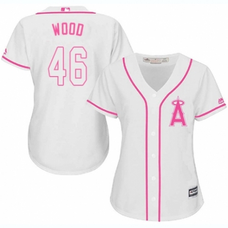 Women's Majestic Los Angeles Angels of Anaheim #46 Blake Wood Replica White Fashion Cool Base MLB Jersey