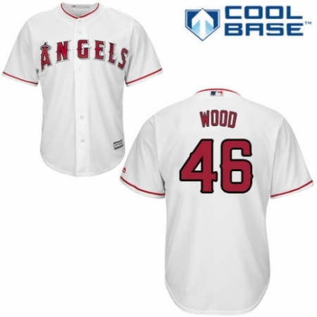 Youth Majestic Los Angeles Angels of Anaheim #46 Blake Wood Authentic White Home Cool Base MLB Jersey