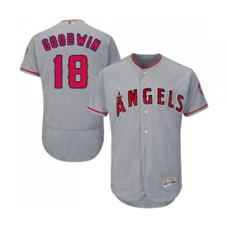 Men's Los Angeles Angels of Anaheim #18 Brian Goodwin Grey Road Flex Base Authentic Collection Baseball Jersey