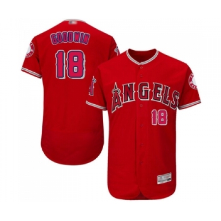 Men's Los Angeles Angels of Anaheim #18 Brian Goodwin Red Alternate Flex Base Authentic Collection Baseball Jersey