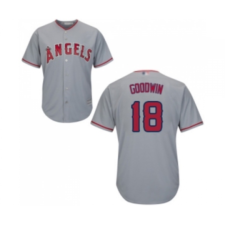 Men's Los Angeles Angels of Anaheim #18 Brian Goodwin Replica Grey Road Cool Base Baseball Jersey