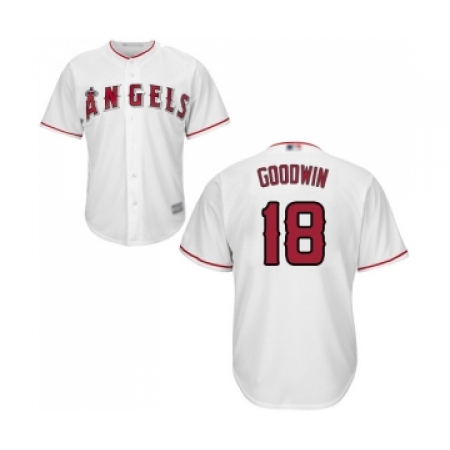 Men's Los Angeles Angels of Anaheim #18 Brian Goodwin Replica White Home Cool Base Baseball Jersey