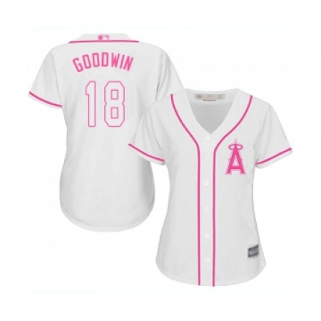 Women's Los Angeles Angels of Anaheim #18 Brian Goodwin Replica White Fashion Cool Base Baseball Jersey