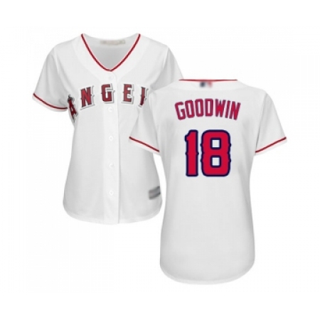Women's Los Angeles Angels of Anaheim #18 Brian Goodwin Replica White Home Cool Base Baseball Jersey