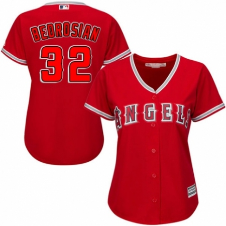 Women's Majestic Los Angeles Angels of Anaheim #32 Cam Bedrosian Authentic Red Alternate MLB Jersey