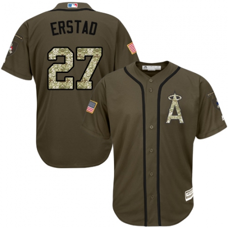 Men's Majestic Los Angeles Angels of Anaheim #27 Darin Erstad Authentic Green Salute to Service MLB Jersey