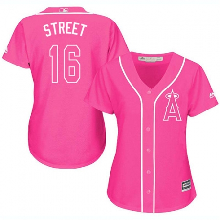 Women's Majestic Los Angeles Angels of Anaheim #16 Huston Street Authentic Pink Fashion MLB Jersey