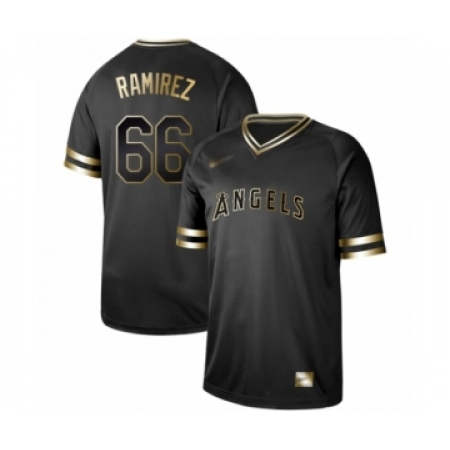 Men's Los Angeles Angels of Anaheim #66 J. C. Ramirez Authentic Black Gold Fashion Baseball Jersey
