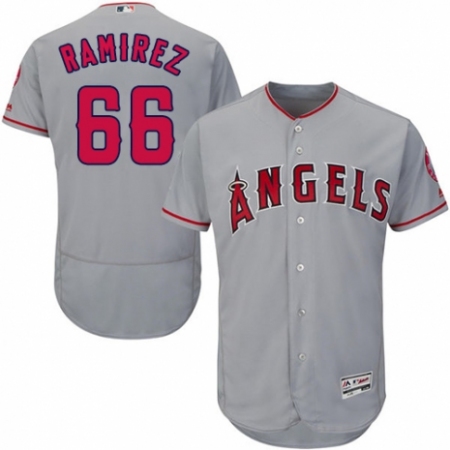 Men's Majestic Los Angeles Angels of Anaheim #66 J. C. Ramirez Grey Road Flex Base Authentic Collection MLB Jersey