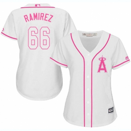 Women's Majestic Los Angeles Angels of Anaheim #66 J. C. Ramirez Authentic White Fashion Cool Base MLB Jersey