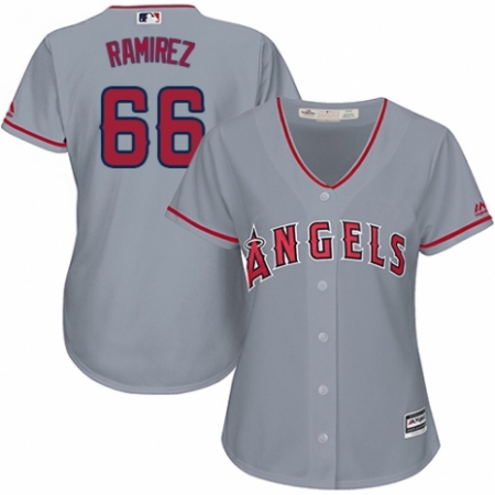 Women's Majestic Los Angeles Angels of Anaheim #66 J. C. Ramirez Replica Grey Road Cool Base MLB Jersey