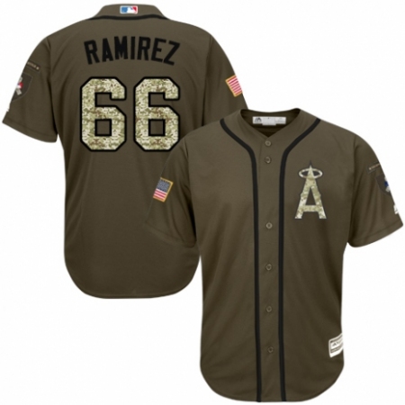 Youth Majestic Los Angeles Angels of Anaheim #66 J. C. Ramirez Authentic Green Salute to Service MLB Jersey
