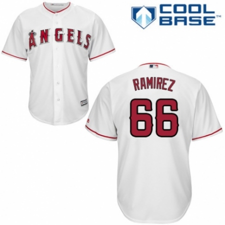 Youth Majestic Los Angeles Angels of Anaheim #66 J. C. Ramirez Authentic White Home Cool Base MLB Jersey