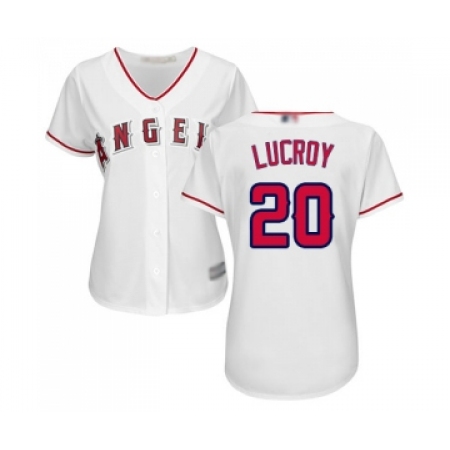 Women's Los Angeles Angels of Anaheim #20 Jonathan Lucroy Replica White Home Cool Base Baseball Jersey