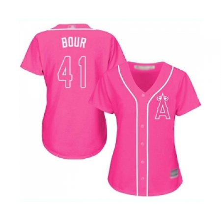 Women's Los Angeles Angels of Anaheim #41 Justin Bour Replica Pink Fashion Baseball Jersey
