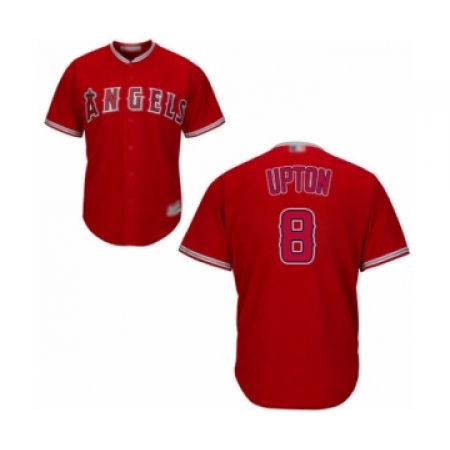 Youth Los Angeles Angels of Anaheim #8 Justin Upton Authentic Red Alternate Cool Base Baseball Jersey
