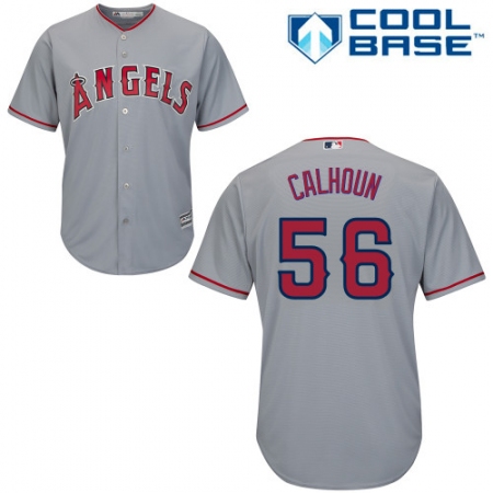Men's Majestic Los Angeles Angels of Anaheim #56 Kole Calhoun Replica Grey Road Cool Base MLB Jersey