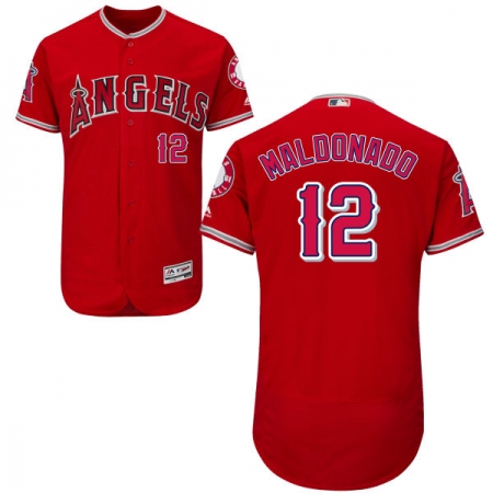Men's Majestic Los Angeles Angels of Anaheim #12 Martin Maldonado Red Alternate Flexbase Authentic Collection MLB Jersey