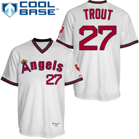 Men's Majestic Los Angeles Angels of Anaheim #27 Mike Trout Authentic White 1980 Turn Back The Clock MLB Jersey