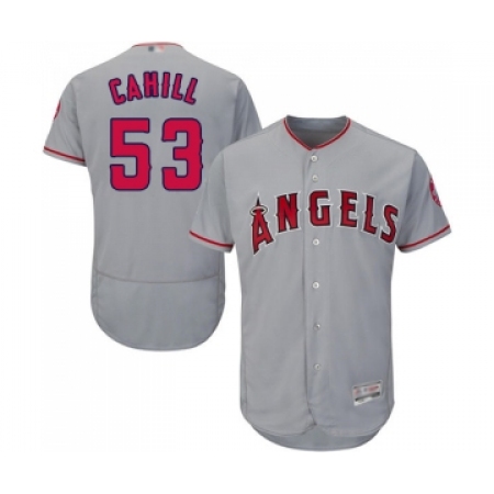 Men's Los Angeles Angels of Anaheim #53 Trevor Cahill Grey Road Flex Base Authentic Collection Baseball Jersey