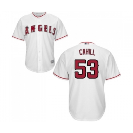 Men's Los Angeles Angels of Anaheim #53 Trevor Cahill Replica White Home Cool Base Baseball Jersey