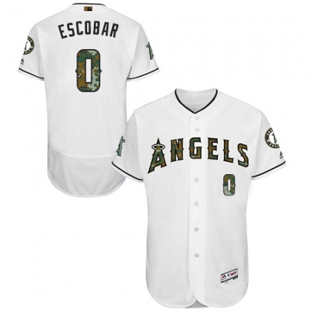 Men's Majestic Los Angeles Angels of Anaheim #0 Yunel Escobar Authentic White 2016 Memorial Day Fashion Flex Base MLB Jersey