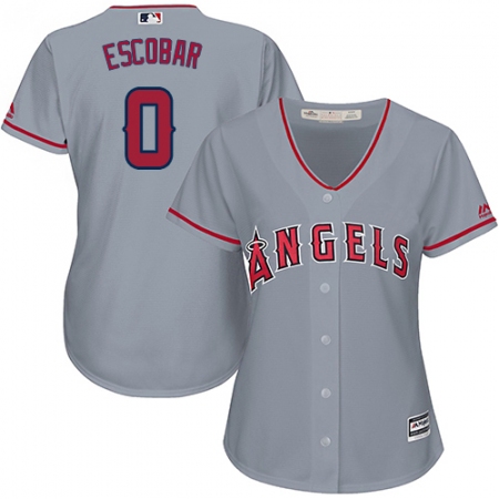 Women's Majestic Los Angeles Angels of Anaheim #0 Yunel Escobar Authentic Grey Road Cool Base MLB Jersey
